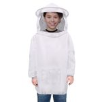 Flexzion Beekeeping Jacket - White Bee Keeper Suit for Men & Women with Protective Veil - Sting Proof Pull Over Bee Protection Suit for Beginner & Professional Bee Keepers, Kid Large