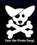 Fear The Pirate Corgi Dog Decal Vinyl Sticker|Cars Trucks Vans Walls Laptop| WHITE |5.5 x 4.5 in|CCI764