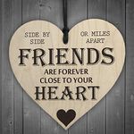 Red Ocean Friends are Forever Wooden Hanging Heart Friendship Gift Shabby Chic Plaque Sign