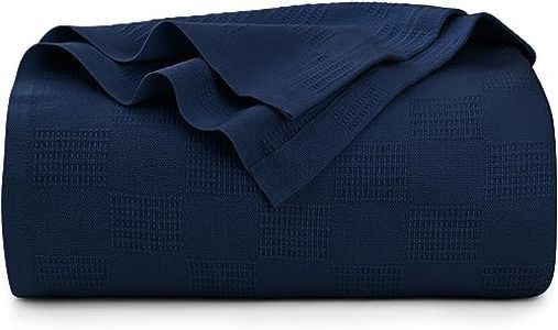 Utopia Bedding 100% Cotton Blanket (Full Size - 90x84 Inches) 350GSM Lightweight Thermal Blanket, Soft Breathable Blanket for All Seasons (Navy)