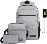 3PCS Laptop Backpack for Men Women, 15.6" Large Capacity Water Resistant Travel Laptop Bag with USB Charging Port