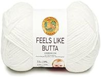 Lion Brand Yarn Feels Like Butta Soft Yarn for Crocheting and Knitting, Velvety, 1-Pack, White