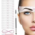 TEUVO Eyebrow Stencil for Beginners, 12 Styles Eyebrow Shaper Kit with Eyebrow Brush and Brow Razor Trimmer, Reusable DIY Eyebrow Stencils Template for 3 Minutes Makeup