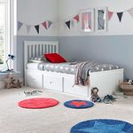 happybeds Kids Storage Bed, Quest White Wooden Storage Bed (Single)