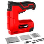 Werktough 4v Cordless Staple Gun/Brad Nailer 2 in 1 Free Staple USB Cable 2000pcs Free Staple and Brad Nails(T53:8mmx1000+6mmx500pcs, T47:10mmx500)-RED