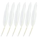 Leikedun White Goose Feather Quill Pens Black Ink Ball Point Feather Pen Feather Signing Pen Retro Ballpoint Pen for School Office Business Wedding Birthday Party Favor (6Pcs)