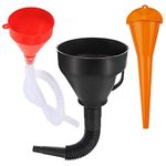 Right Angle Flexible Plastic Funnel Set, Universal Funnel Portable Gasoline Engine Funnel with Detachable Spout Attachments and Long Mouth Funnel for Motorcycle Car Farm Machine Automotive(3Pcs)