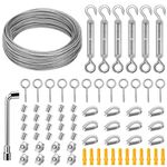 DIYLAND Wire Rope Kit, 35m/2mm Stainless Steel Wire Rope Cable, M4 Turnbuckles Wire Tensioner Kit, PVC Coated Garden Wire for Climbing Plant, Picture, Securing Shade, Grapevines Trellis, Tent Rope