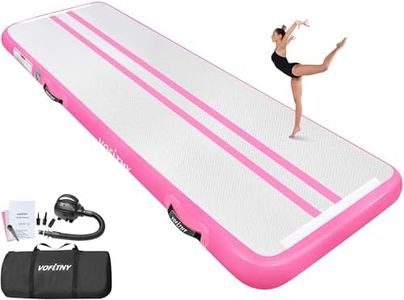 VOFiTNY All Purpose Gymnastics Air Mat 10’x3.3’x4’’ Sturdy Tumble Track for Home/Gym, Pink double strips