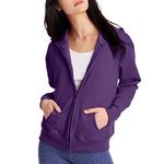 Hanes XX-Large Full-Zip Hooded, EcoSmart Sweatshirt, Women's Comfortable Hoodie, Violet Splendor Heather, Medium