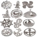 Sailor Napkin Rings Set of 12, Assorted Nautical Napkin Holders, Coastal Napkin Rings Bulk for Party Decoration, Dinning Table, Everyday, Family Gatherings - A Great Tabletop Décor - Silver