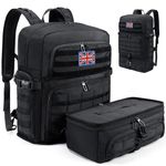 BERTASCHE Lunch Backpack for Men, 17 inch Laptop Backpack with Insulated Cooler Box, Work Backpack for Office, Travel, Uni, Hiking, Tactical, Molle, Black