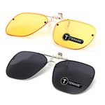 TERAISE Clip On Sunglasses Flip up HD Polarized Unisex for Outdoor/Driving UV400, 16-2pcs Black+yellow, L Size