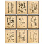 97 Decor Vintage Gun Patent Prints - Antique Gun Poster, Gun Blueprints Wall Art, Old Firearm Pictures Rifle Painting, Weapon Handgun Patents Artwork for Home Man Cave Decorations (8x10 UNFRAMED)