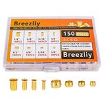 Breezliy 150PCS Tube OD（1/4" 5/16" 3/8" 1/2") Brass Compression Sleeves Ferrules & Insert,4 Sizes Brass Compression Fitting Assortment Kit