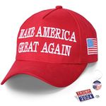 Melwod 2024 Trump Hat, 45-47 MAGA Hat with Trump Pin and Trump Keychain, Make America Great Again Hat, Donald Trump Slogan, Red, Medium-Large