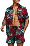 COOFANDY Men's Hawaiian Set Casual Floral Print Shirt Summer Shirt and Shorts