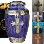 Purple Love of Christ Cross Cremation Urn for Ashes for Women - Personalized Cremation Urns for Human Ashes Adult Female Decorative Urns - Beautifully Handcrafted Cross Large Urn for Ashes for Women