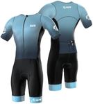 SLS3 Triathlon Suits Mens Elite Aero Tri Suit Men - Trisuit Triathlon - Full Zip, Aero Sleeves, Internal and Rear Pockets (Ocean Deep,Small)