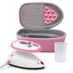 The Quilted Bear Premium Mini Steam Iron - Travel Iron Steam Mini for Effortless Quilting, Crafting, and Wrinkle-Free Clothing - Holiday & Travel Essentials with Hardshell Case & Rest (Pink)