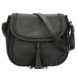 KKXIU Casual Flap Saddle Crossbody Bags for Women Purses and Handbags with Tassel, Z-black, Small