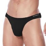 YINYOUYU Mens Thongs Underwear Bulge Enhancing Pouch G String Bamboo Sexy Low Rise T Back Butt-Flaunting Undie XL Black