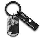 Auchic Personalized Drive Safe Keychain, Custom Couple Photo Keychain, Free Engraved KeyChain. (Black)