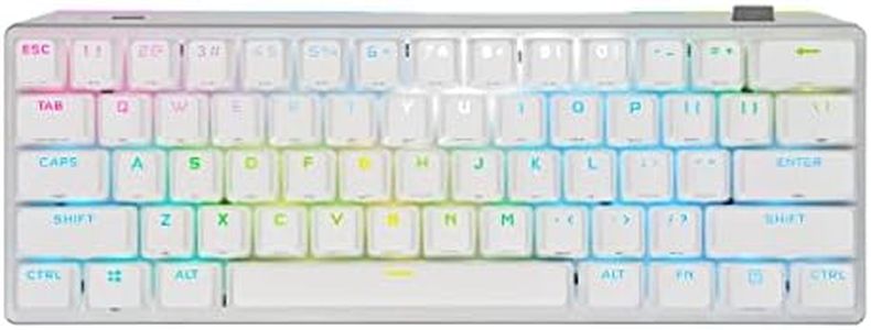 CORSAIR K70 PRO Mini Wireless RGB 60% Mechanical Gaming Keyboard - White - Fastest Sub-1ms Wireless - Swappable Cherry MX Red Keyswitches - Durable Aluminum Frame and PBT Double-Shot Keycaps