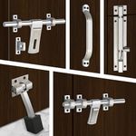 Plantex Stainless Steel Door Kit for Single Door/Door Hardware/Door Accessories (10 inch Al-Drop,8 inch Latch, 7 inch 2 Handles,7 inch Tower Bolt and 4 inch Door Stopper) - (DMAL-02-Combi)