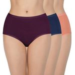 Amante Women's Cotton Briefs (Pack of 3) (218877_C389 Solid_Multicolor_S)