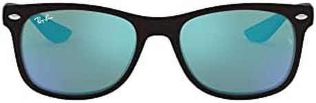 Ray-Ban unisex child Rj9052sf New Wayfarer Asian Fit Sunglasses, Matte Black/Blue Flash, 50 mm US