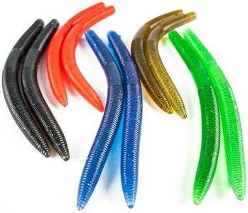 LOONVA 5" 100pcs Stick Worms for Bass Fishing, Biodegradable Soft Plastic Wacky Worms, Durable Baits for Texas Carolina Rig, Freshwater Saltwater Lures (100, Five Color)
