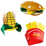 Tigerdoe Food Hats – Fast Food Hats - Burger Hat - Fries Hats - Corn On The Cob Hat - Food Costumes (3 Pack)