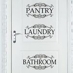 3 Pieces Laundry Room Vinyl Wall Stickers Pantry Vinyl Wall Decal Bathroom Wall Decals Stickers Laundry Pantry Bathroom Door Decal Art Signs Wall Quote Sticker for Room Decoration Supplies