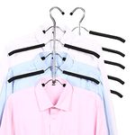 2 Pack 5 in 1 Metal Sweater Hangers Non Slip Stainless Steel Shirt Hangers Multi Layers Wardrobe Clothes Rack Heavy Duty Metal Space Saver Shirt Blouse Hanger Closet Storage Organizer