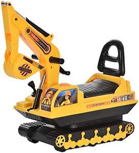 HOMCOM Kids Ride On Toy Digger Excavator Toy Tractors Walker Toddler Truck Basket Storage For Boys Girls 18-48 Months Yellow NO POWER