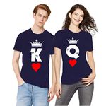 RS PRINT Men's & Women's Regular Fit T-Shirt (K-Q-PRINTED-BLUE-1_Blue_Men: Small, Women: Small)