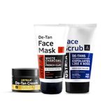 Ustraa Anti Tan Facial Kit - For Men - Set of 3 - De-Tan Scrub - 100g | Powerful Exfoliation | De-Tan Face Mask - Oily Skin - 125g | De-Tan & Oil Control | De-Tan Cream - 50g | Effective Tan Removal