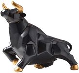 Bull Statue Abstract Bull Sculpture Resin Wolf Figurine Animal Wildlife Ornaments for Living Room Bedroom Office Cabinets - Black S Look Up