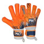 CONNECT Goalkeeper Gloves Premium Grip, Goalkeeper Gloves Kids, Youth & Adult, Football gloves with Finger Support, goalie gloves, Goalkeeping gloves Size 4/5/6/7/8/9/10 (Flourcent Orange, 4)