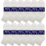 USBingoshop 12 Pairs Mens Physicians Approved Crew Diabetic Socks Cotton 10-13 (12 Pairs DA-White)