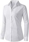 BKS Ladies Long Sleeve Formal Shirt Tailored Fit Wrinkle Free Fabric Size S to 5XL (White, S)