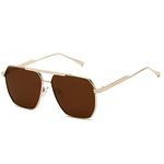 kimorn Polarized Sunglasses for Women Men Retro Oversized Square Vintage Fashion Shades UV400 Classic Large Metal Sun Glasses K1221