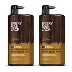 Every Man Jack Men’s Cleansing 3-in-1 All Over Wash for All Skin and Hair Types - Cleanse and Nourish Skin and Hair with Naturally Derived Soy Proteins, Aloe, and Amber + Sandalwood Scent - 945 mL - 2 Bottles