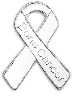 10 Pack Bone Cancer Awareness White Ribbon Pins