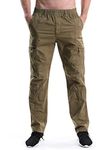 OCHENTA Men's Full Elastic Waist Lightweight Workwear Pull On Cargo Pants - - 44