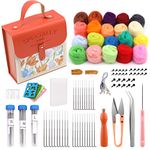 Qzma Needle Felting Kit, Wool Roving 20 Colors Set, Needle Felting Starter Kit Felt Molds with Portable Storage Box for DIY Craft Home Decoration Present