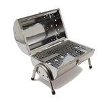 Hi-Gear Stainless Steel Double Sided BBQ with Twin Sided Grill Function, Lightweight, Compact, Foldable, Portable Oil Drum Barbecue, Ideal for Camping, Festivals & Picnics, with Carry Handle, Silver