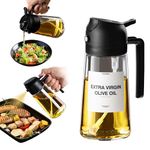 TrendPlain 16oz Oil Dispenser Bottle for Kitchen - 2 in 1 Olive Oil Dispenser and Oil Sprayer - 470ml Olive Oil Bottle - Oil Sprayer for Cooking, Kitchen, Salad, Barbecue Black w/Stickers