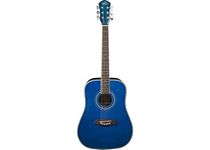 Oscar Schmidt 6 String OGHS 1/2 Size Dreadnought Acoustic Guitar. Trans Blue, Transparent (OGHSTBL-A)